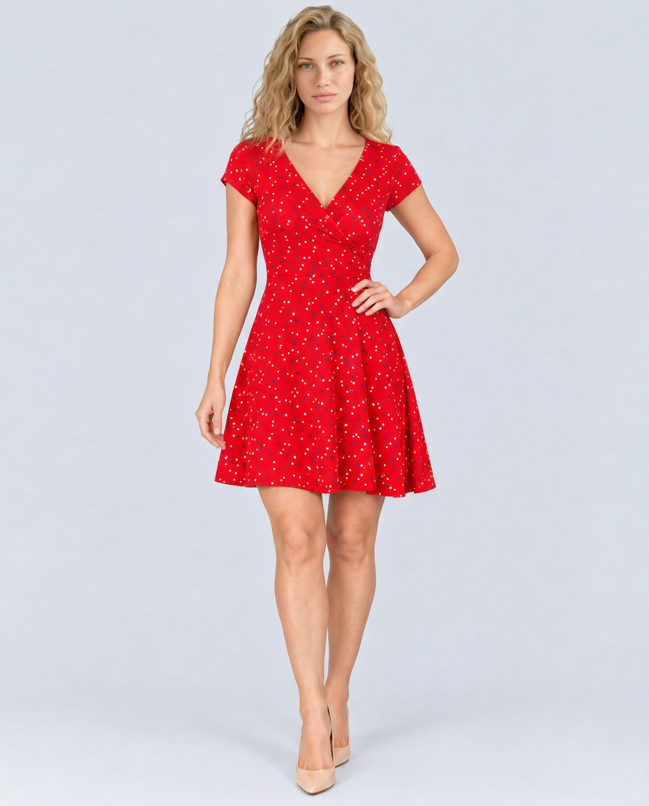 Danielle | Floral V-Neck Mini Dress with Short Sleeves