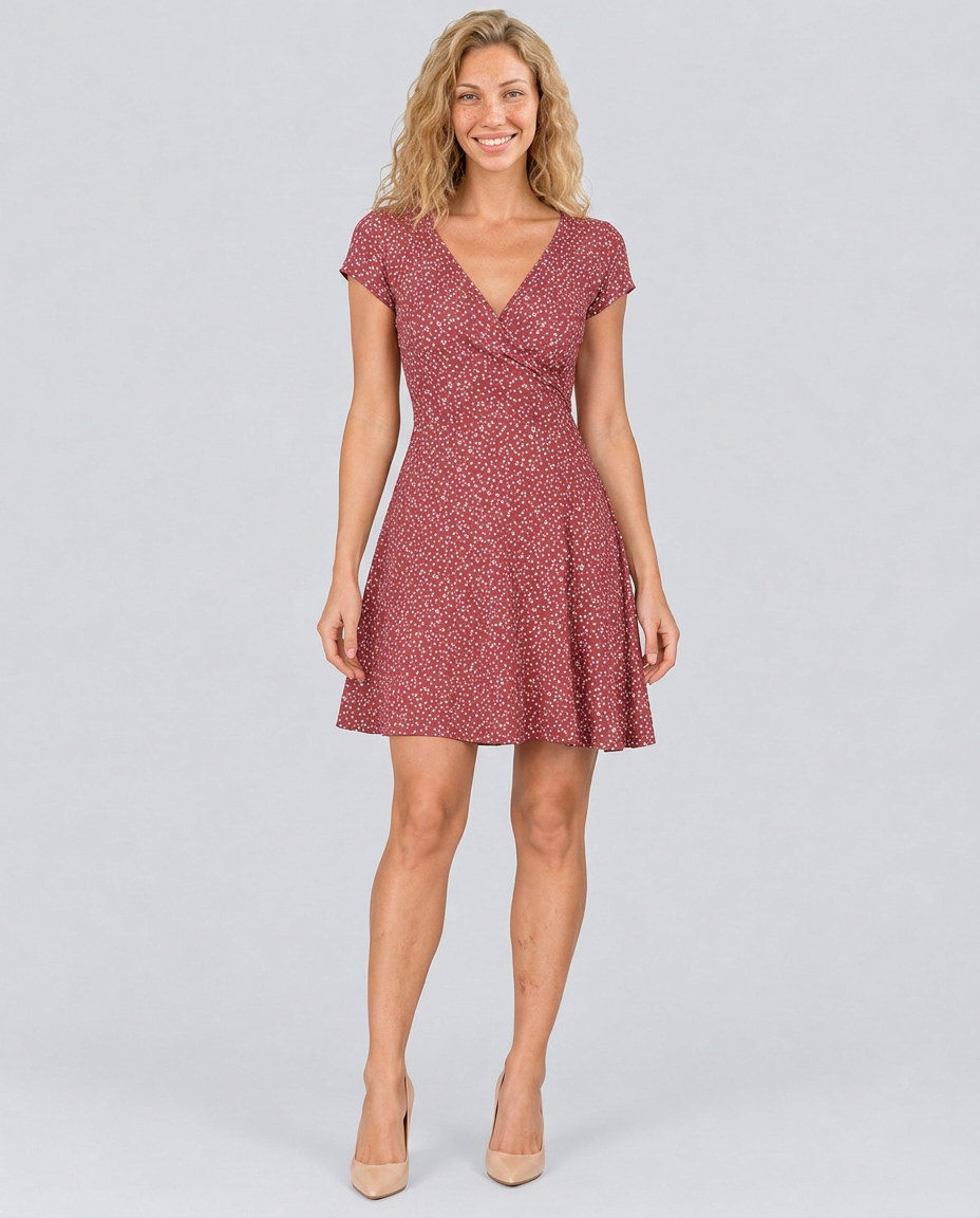 Danielle | Floral V-Neck Mini Dress with Short Sleeves
