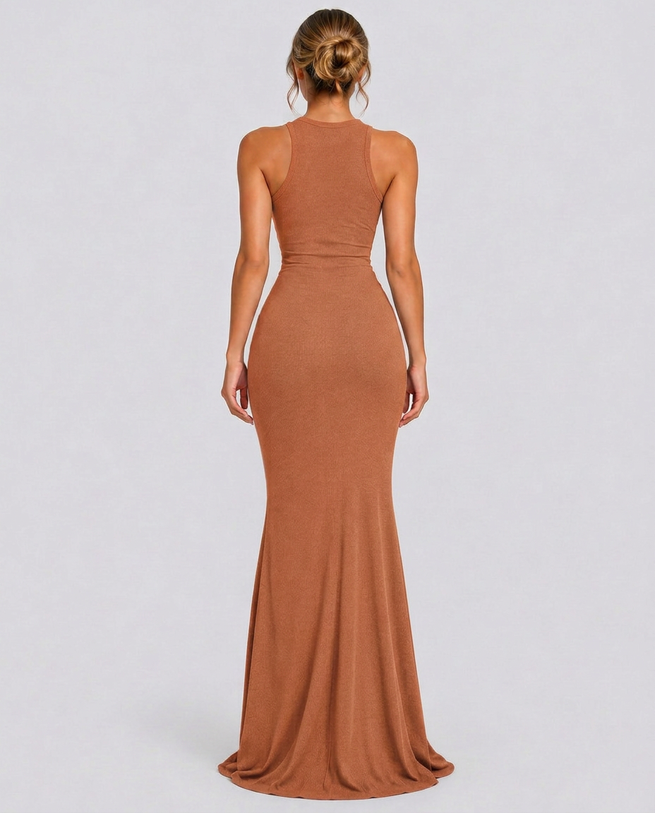 Hazel | Sleeveless Bodycon Maxi Dress with Round Neck