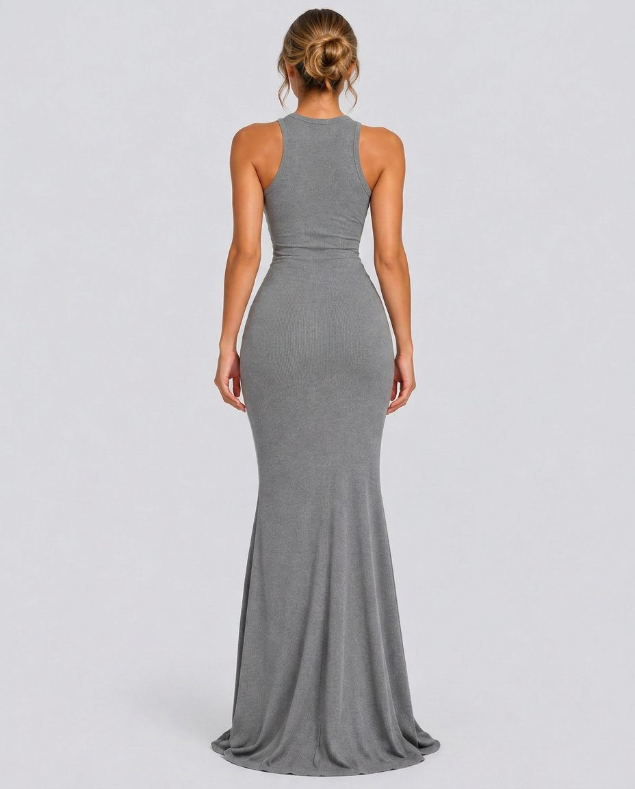 Hazel | Sleeveless Bodycon Maxi Dress with Round Neck