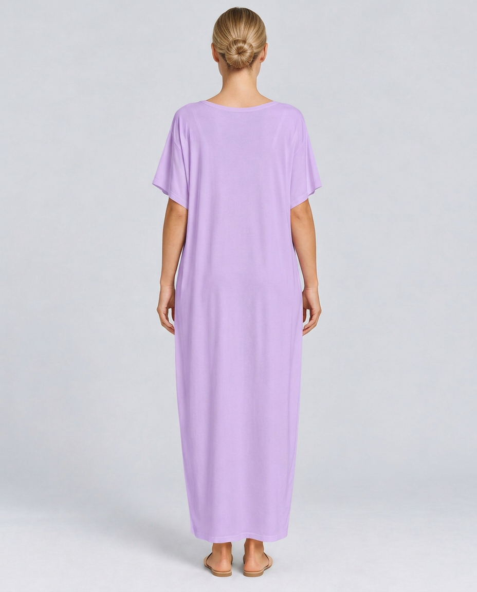 Deena | Short Sleeve Maxi Dress with Side Pockets