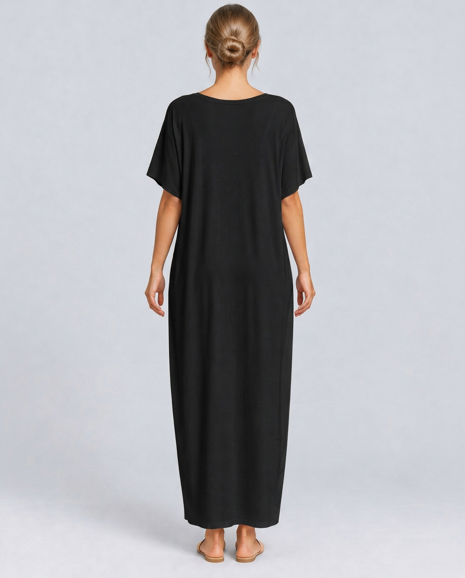 Deena | Short Sleeve Maxi Dress with Side Pockets