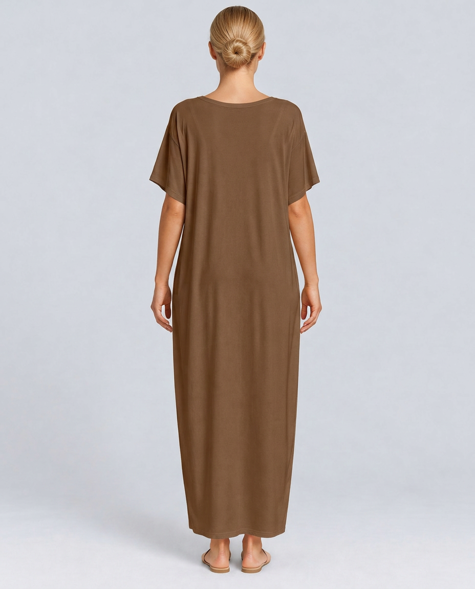 Deena | Short Sleeve Maxi Dress with Side Pockets