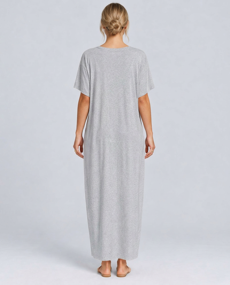 Deena | Short Sleeve Maxi Dress with Side Pockets