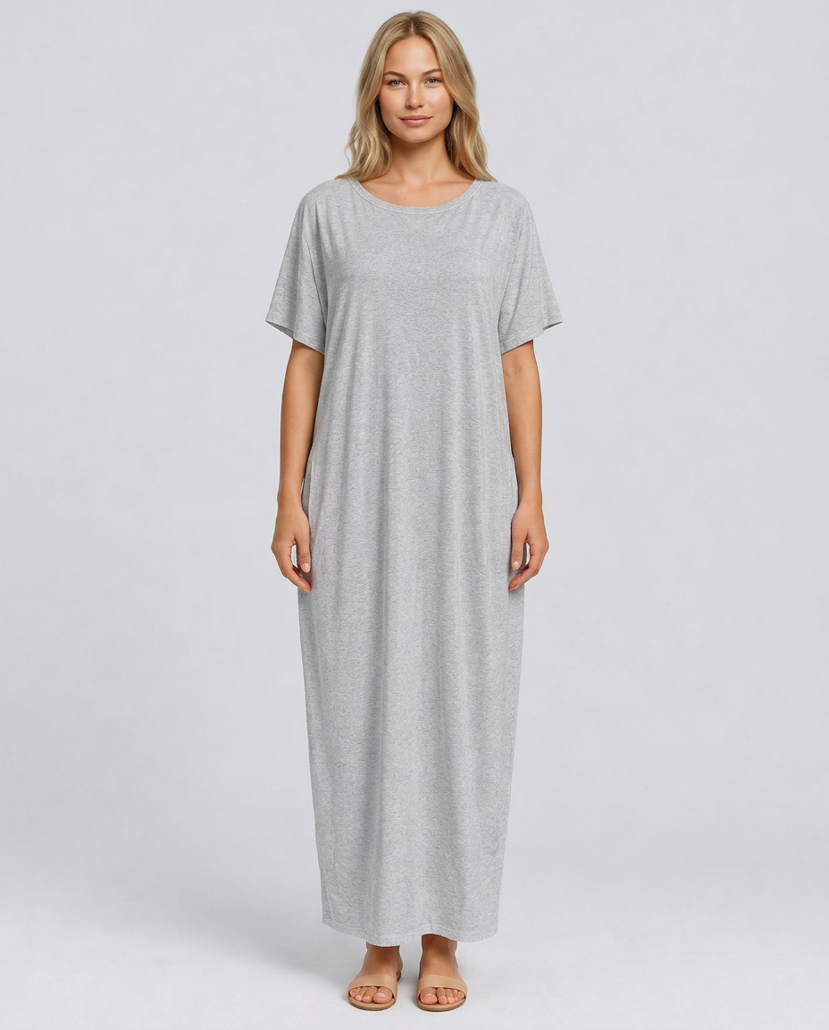 Deena | Short Sleeve Maxi Dress with Side Pockets