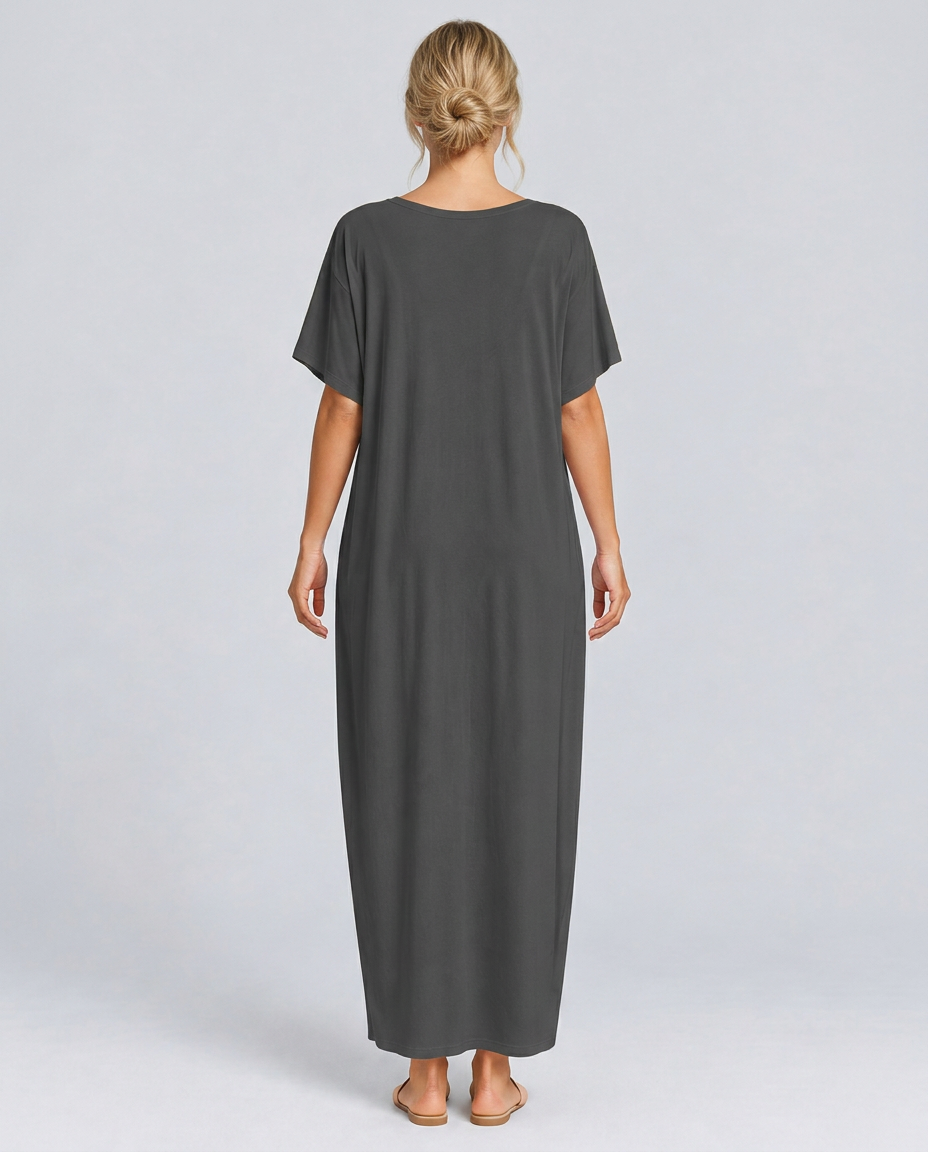 Deena | Short Sleeve Maxi Dress with Side Pockets