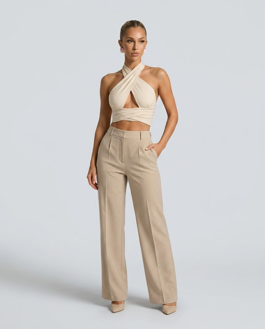 Elin | Backless Halter Crop Top