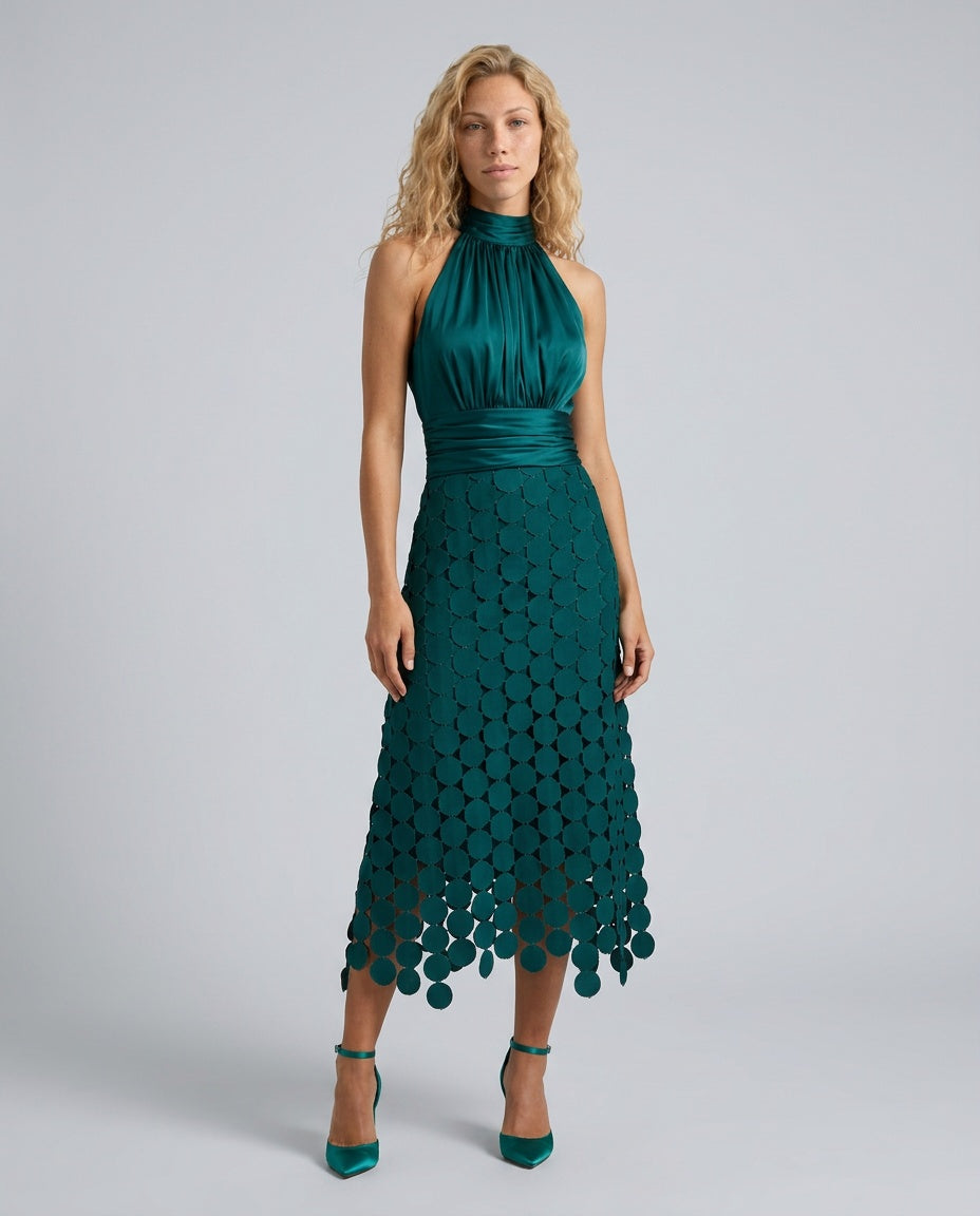 Estrella | Halter Neck Flowing Midi Dress