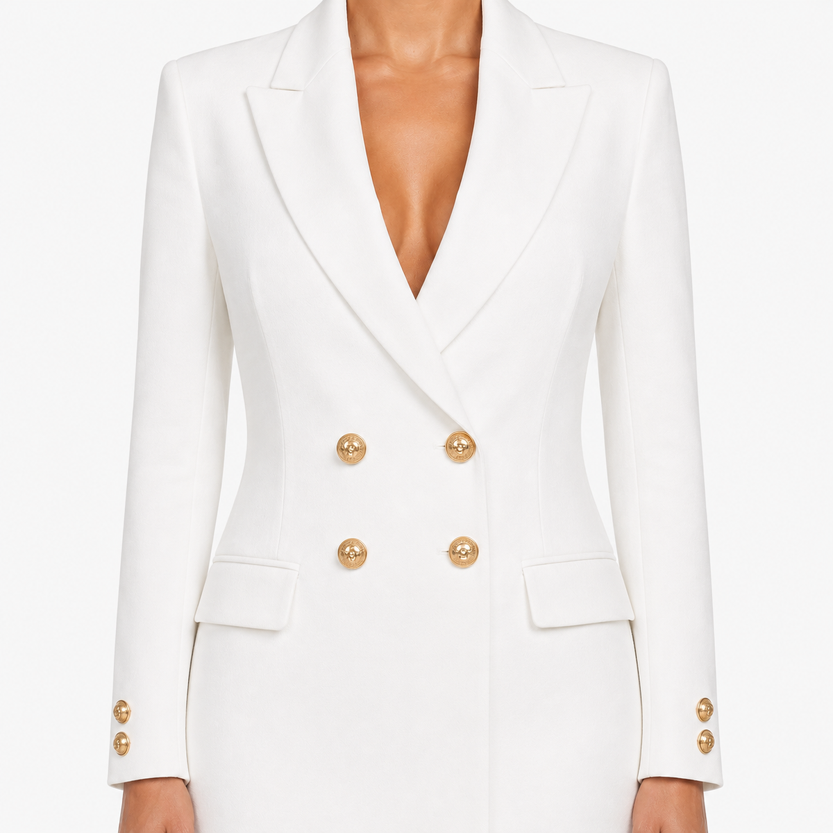 Ada | Double-Breasted V-Neck Midi Dress