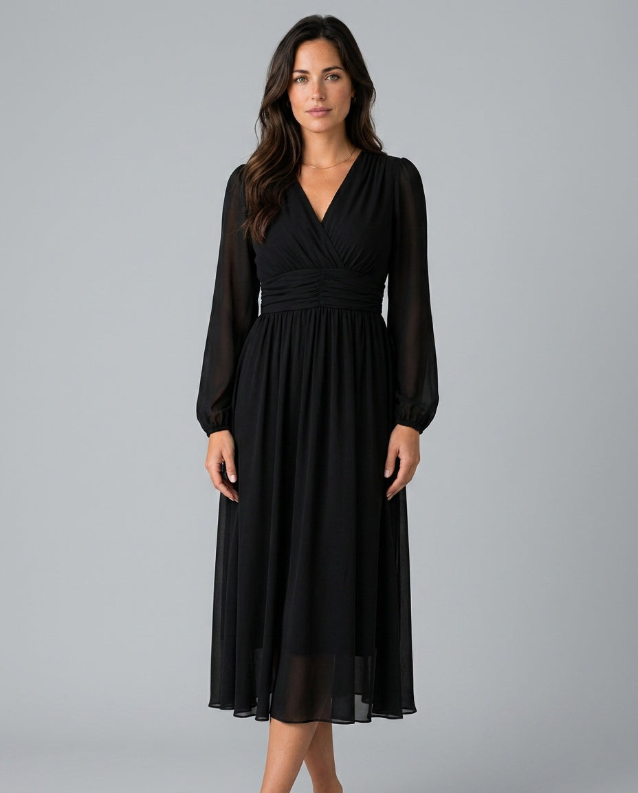 Edda | Adjustable Waist Wrap Midi Dress