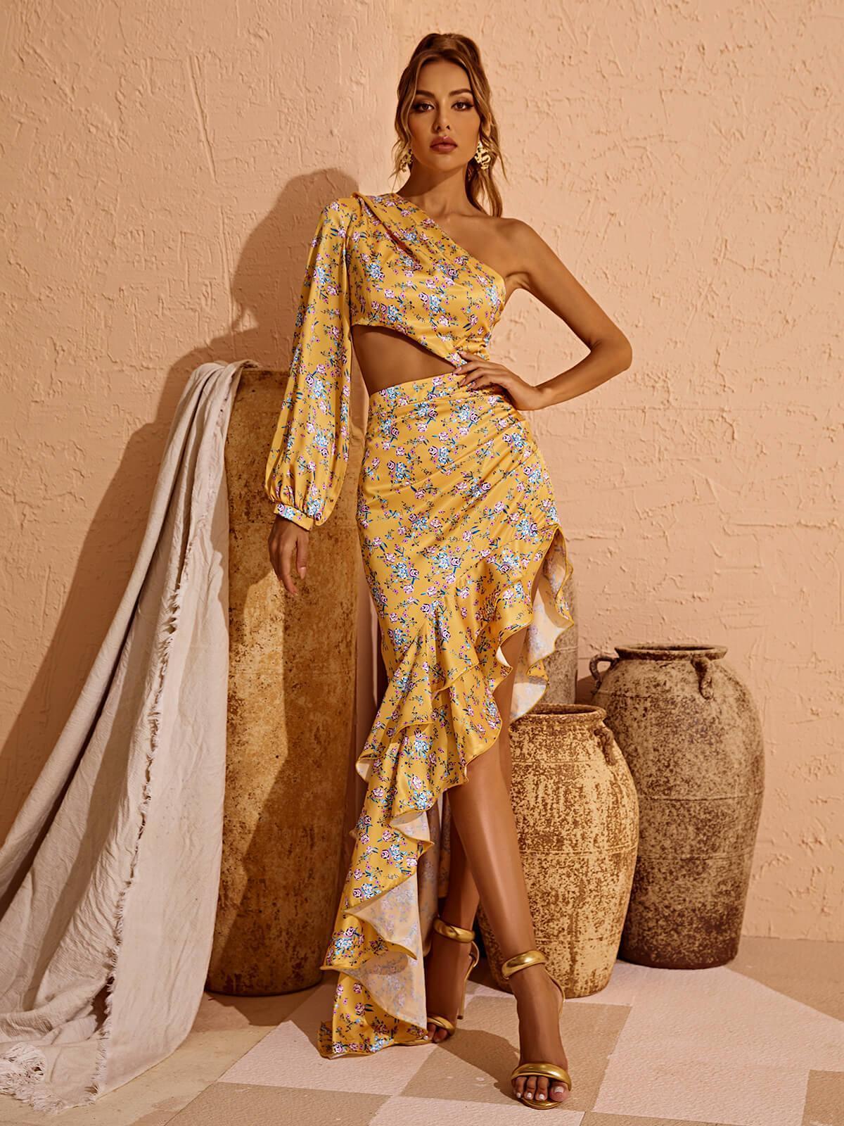 Colette | One-Shoulder Floral Maxi Dress