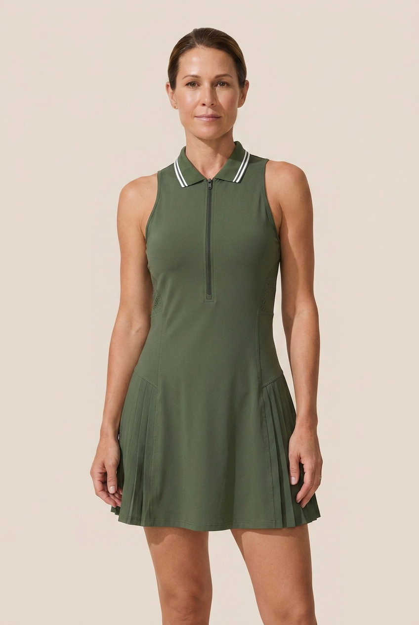 Anise | Sleeveless Zip Collar Tennis Mini Dress