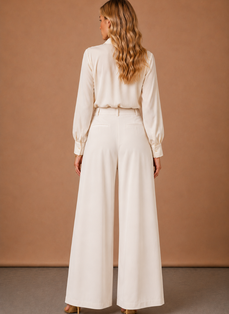 Stella | High Waist Pleated Wide Leg Trousers
