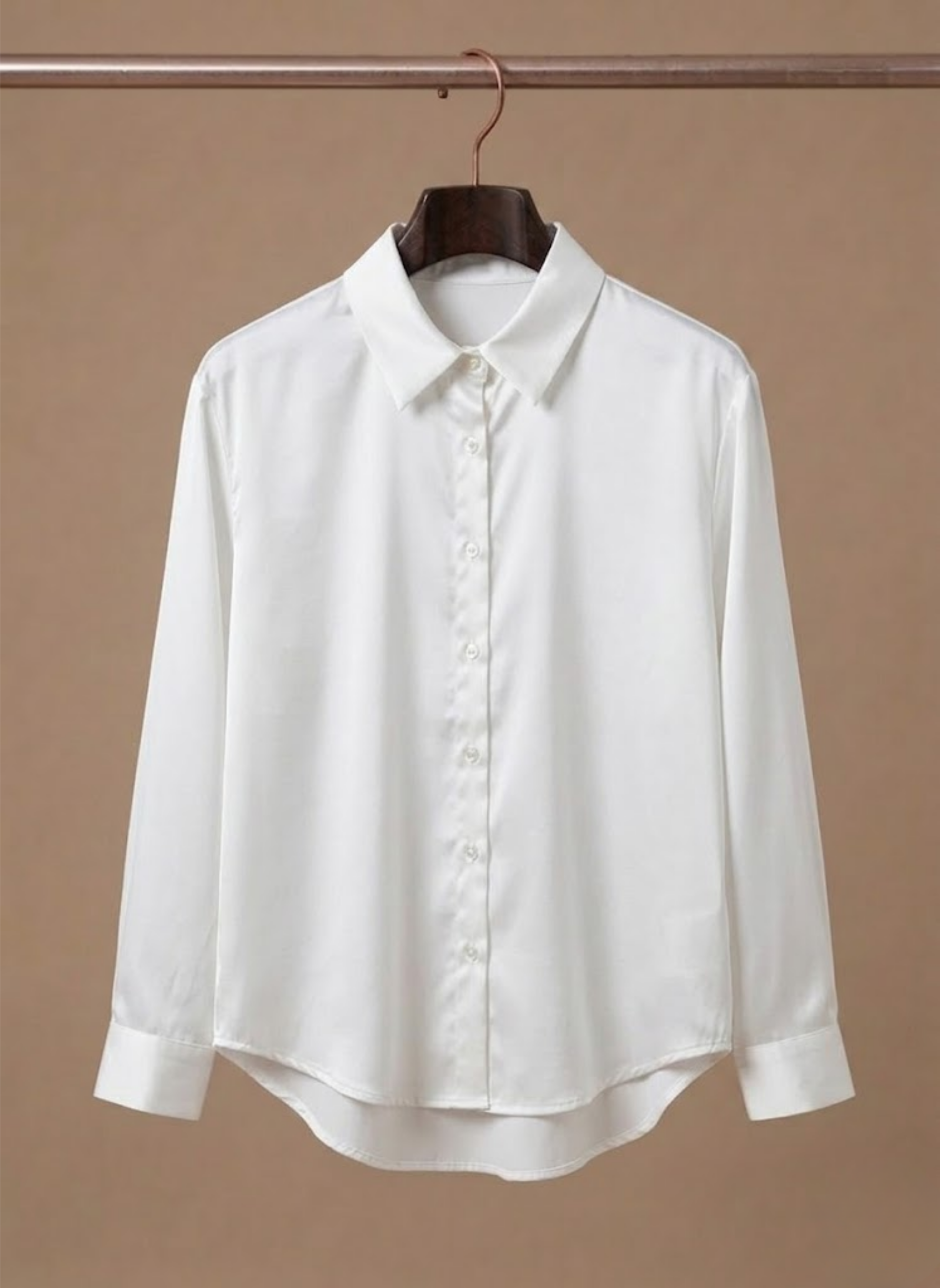 Willa | Long Sleeve Satin-Look Button-Up Top