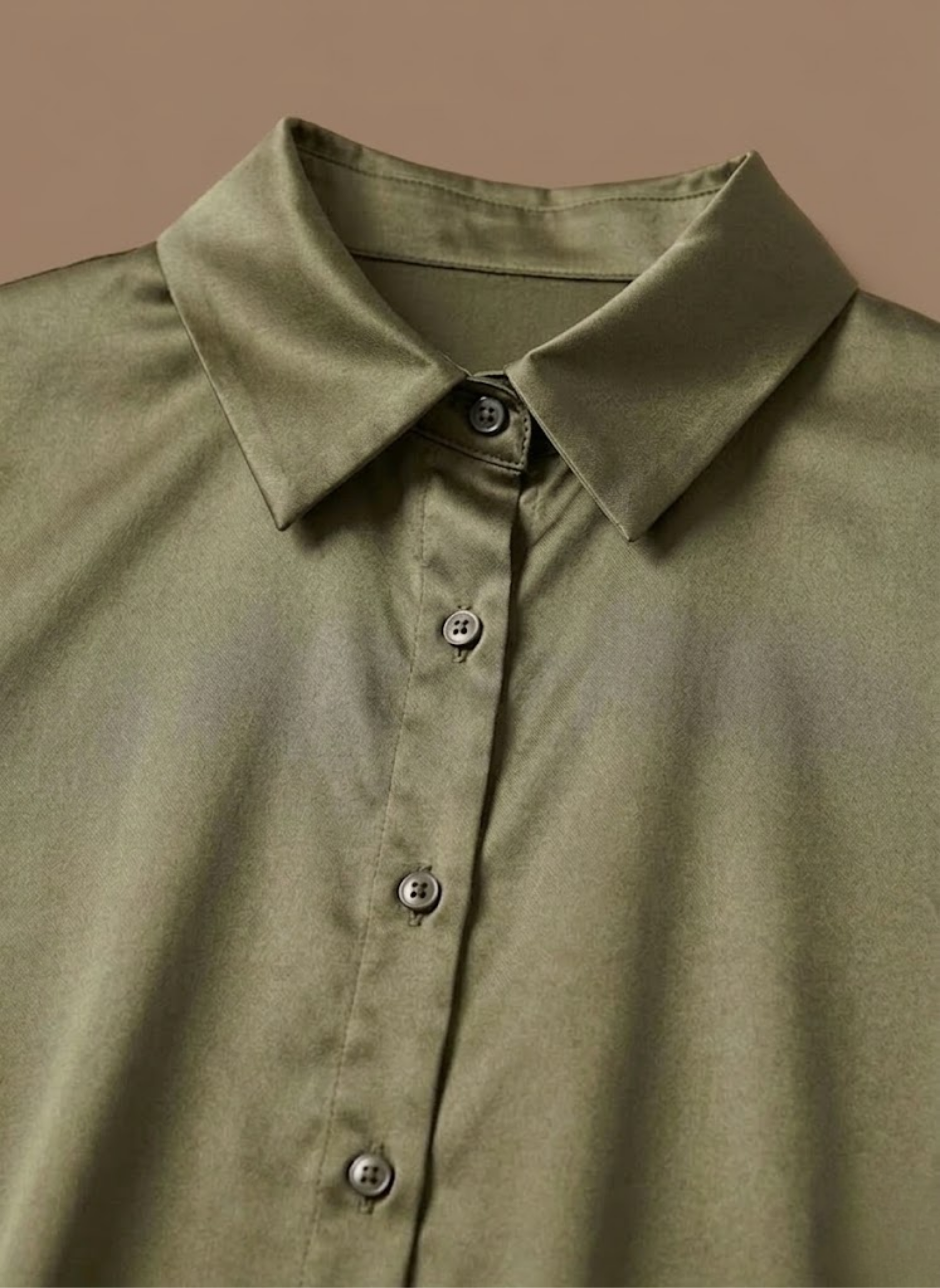 Willa | Long Sleeve Satin-Look Button-Up Top