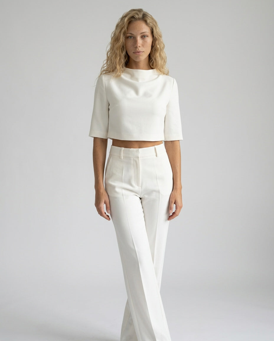 Tessa | Cropped Long Sleeve Co-ord Trouser Set