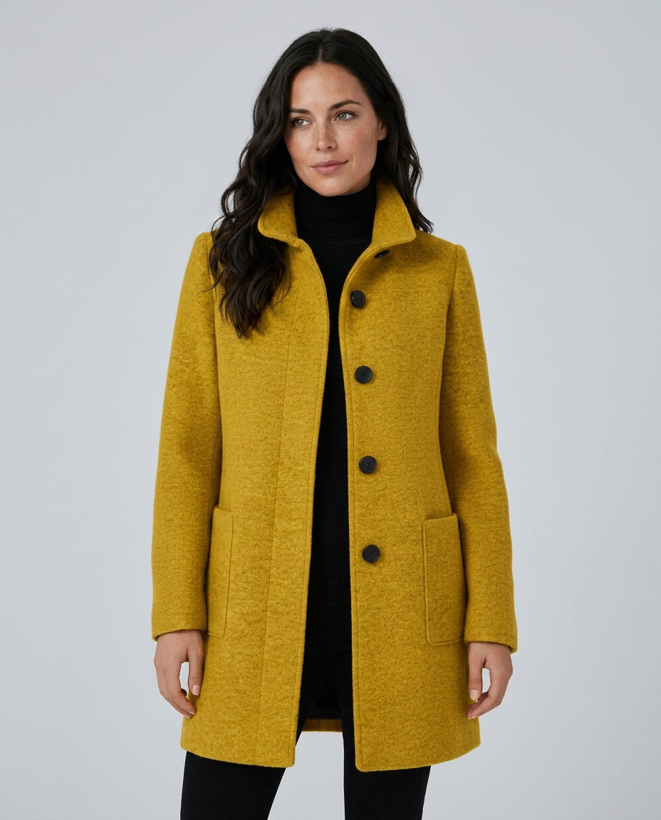 Hester | Tailored Wool-Blend Stand Collar Overcoat