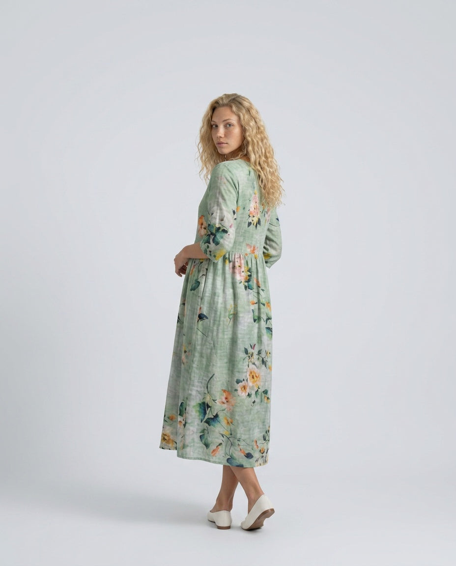 Pia | Soft Structured Light Green Midi Dress