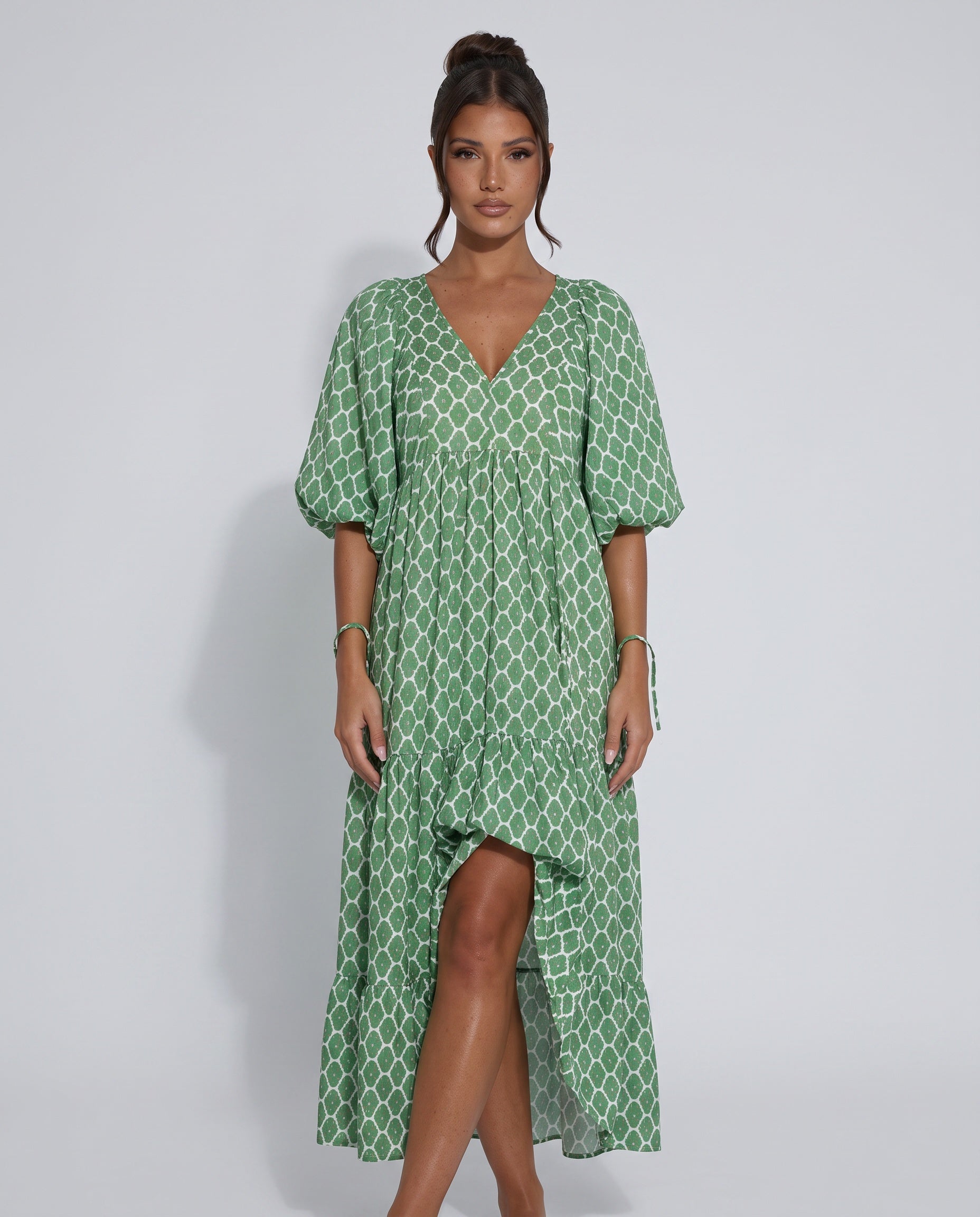 Josephine | Patterned Long Sleeve Maxi Dress
