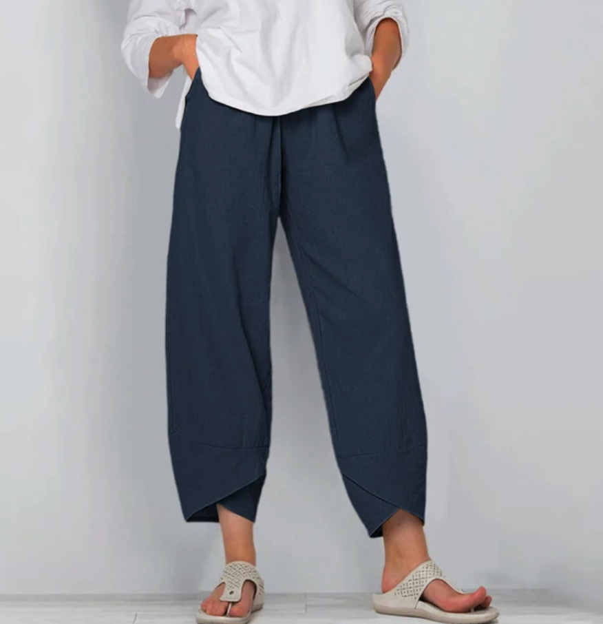 Noor | Relaxed Cropped Linen-Blend Trousers
