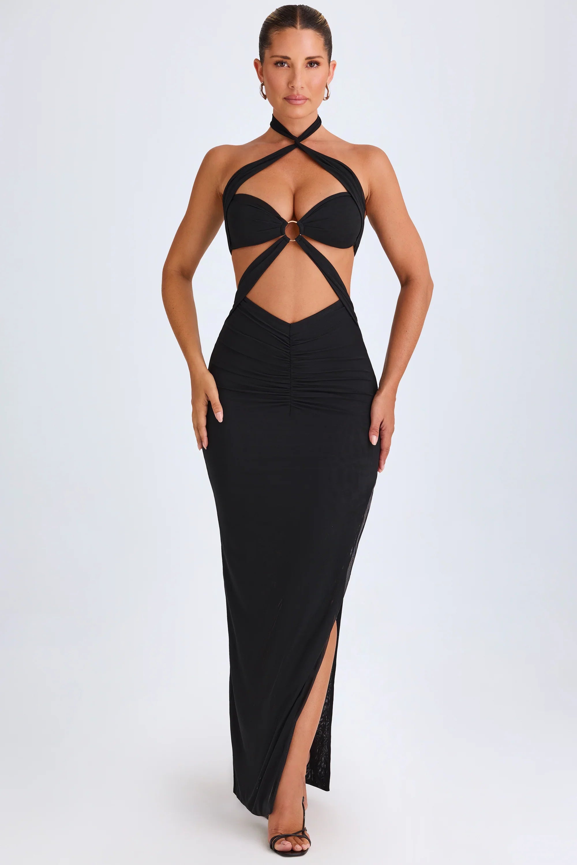 Juliette | Hardware Detail Cut-Out Halterneck Maxi Dress