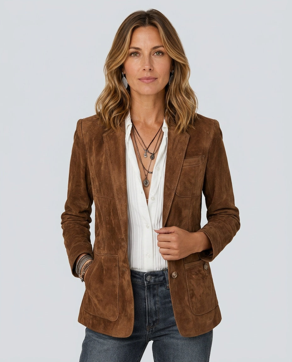 Fleur | Vintage Contrast Stitching Blazer