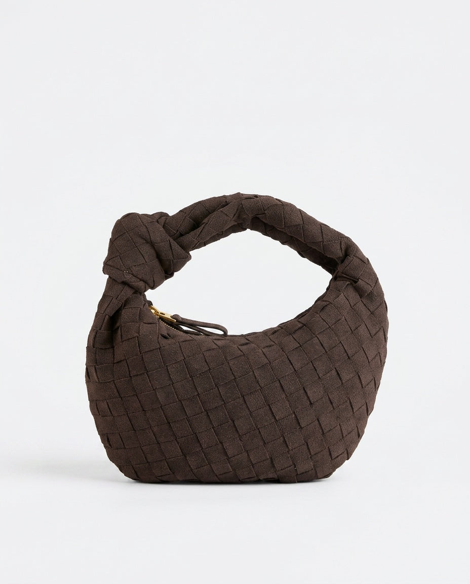 Woven Knot Detail Vegan Suede Mini Bag