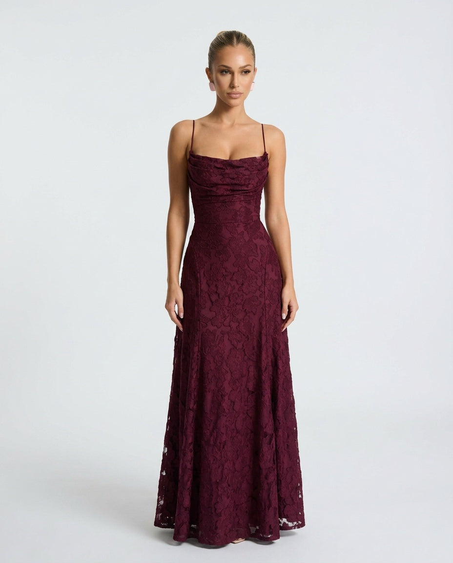 Valenne | Spaghetti Strap Full Lace Maxi Dress
