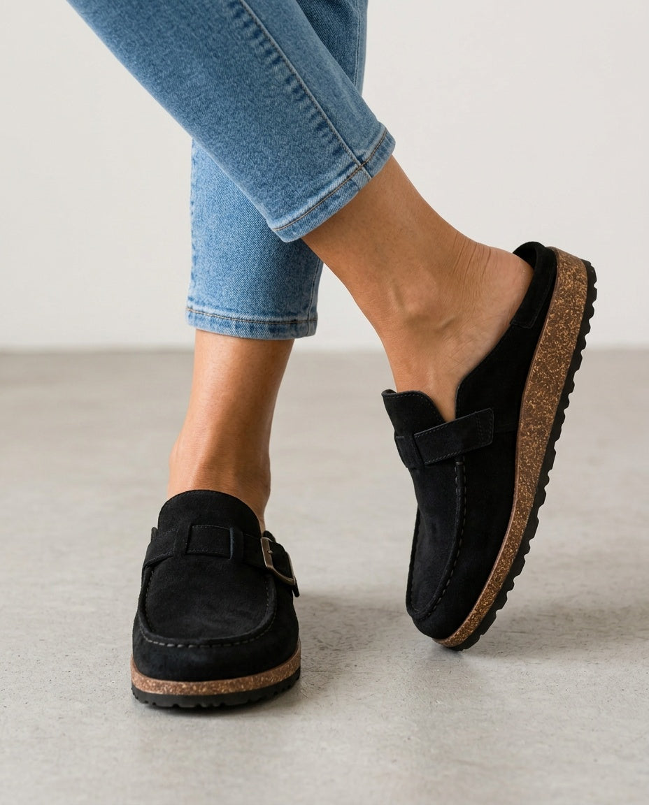 Maeve | Slip-On Buckle Detail Closed Toe Mule Clogs