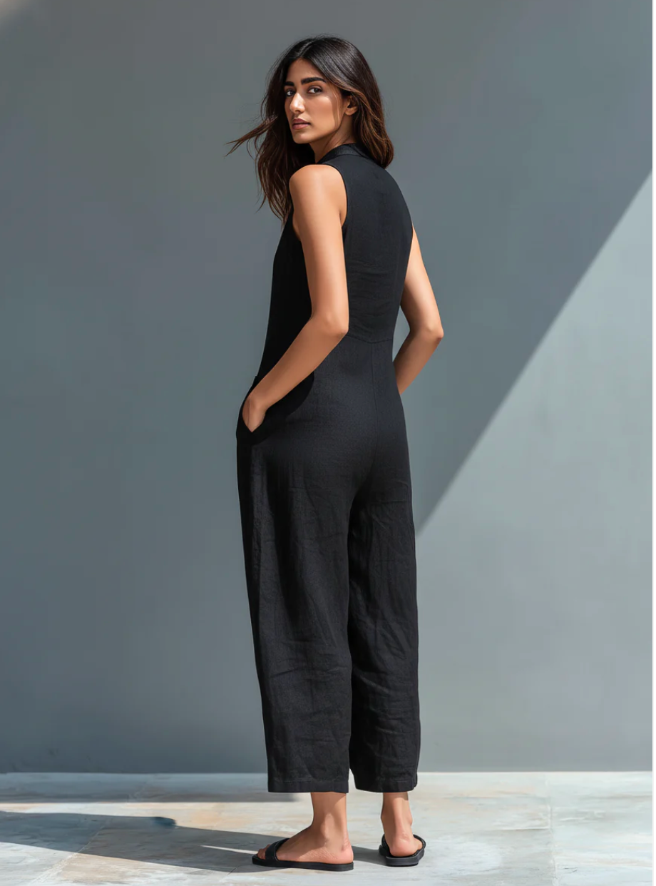 Reese | Sleeveless Linen-Blend Jumpsuit