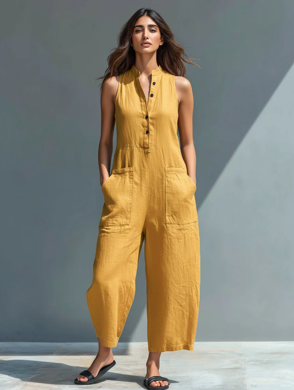 Reese | Sleeveless Linen-Blend Jumpsuit