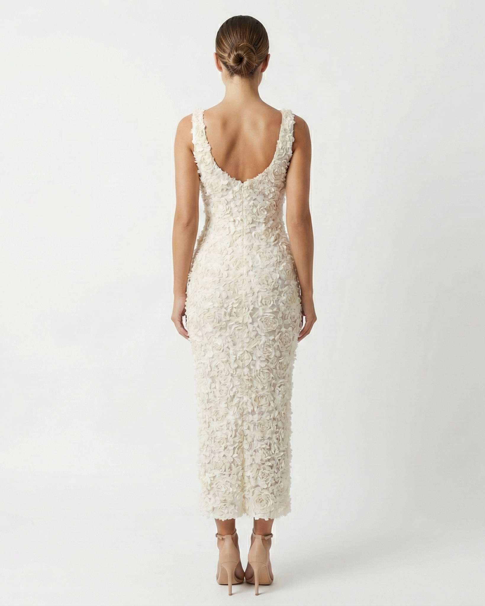 Valentina | Plunge Neck Bodycon A-Line Midi Dress