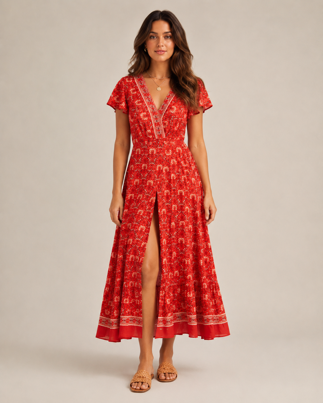 Fernanda | Boho Wrap High Split Maxi Dress