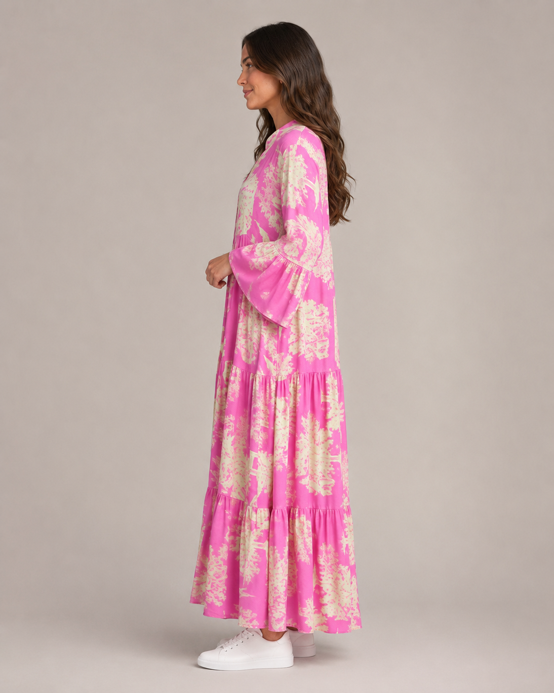 Daniela | Printed Button-Front Maxi Dress with Pockets