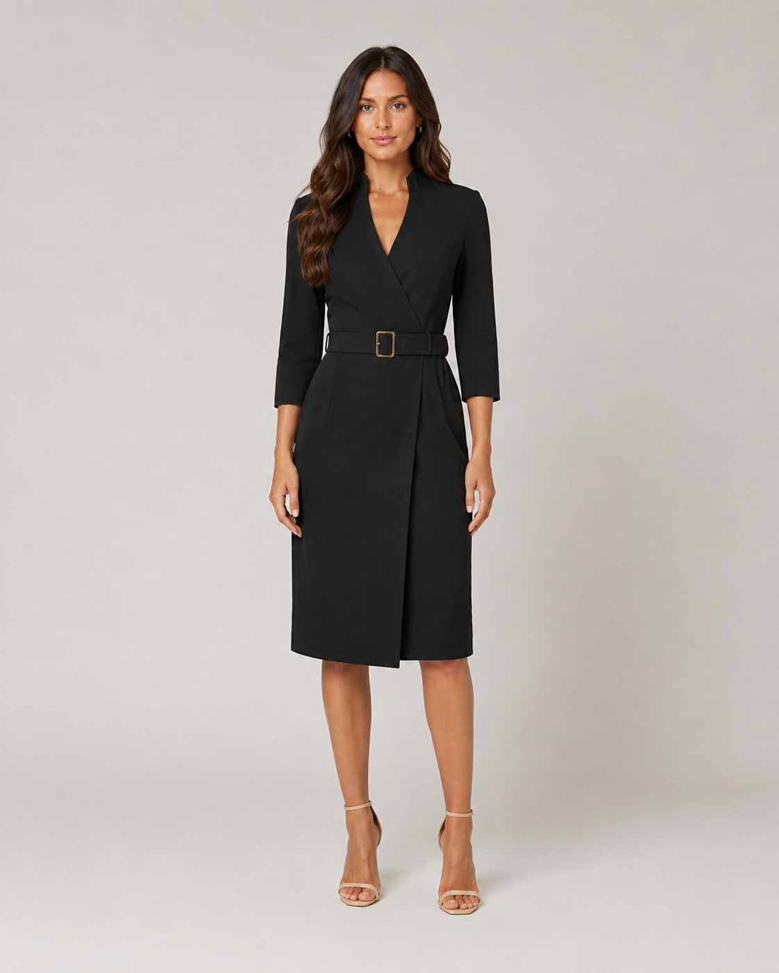 Juliette | Belted Long Sleeve Midi Dress