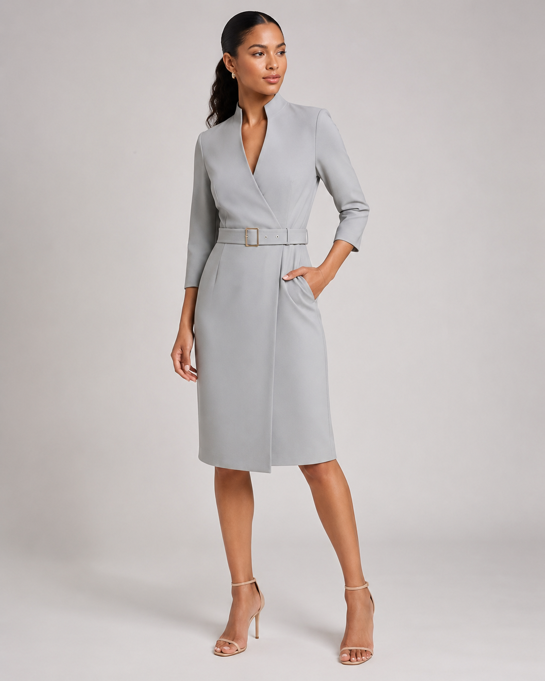 Juliette | Belted Long Sleeve Midi Dress