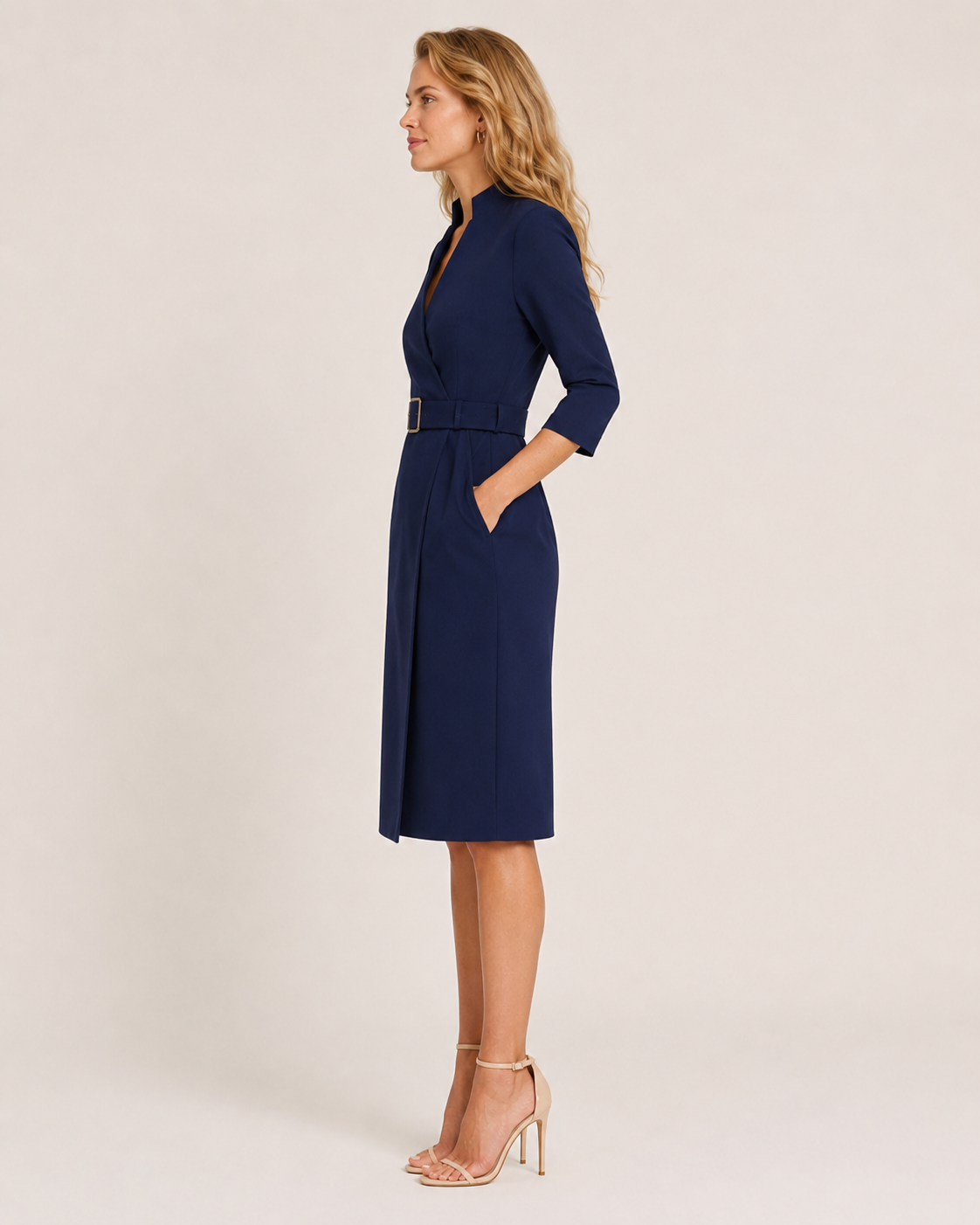 Juliette | Belted Long Sleeve Midi Dress