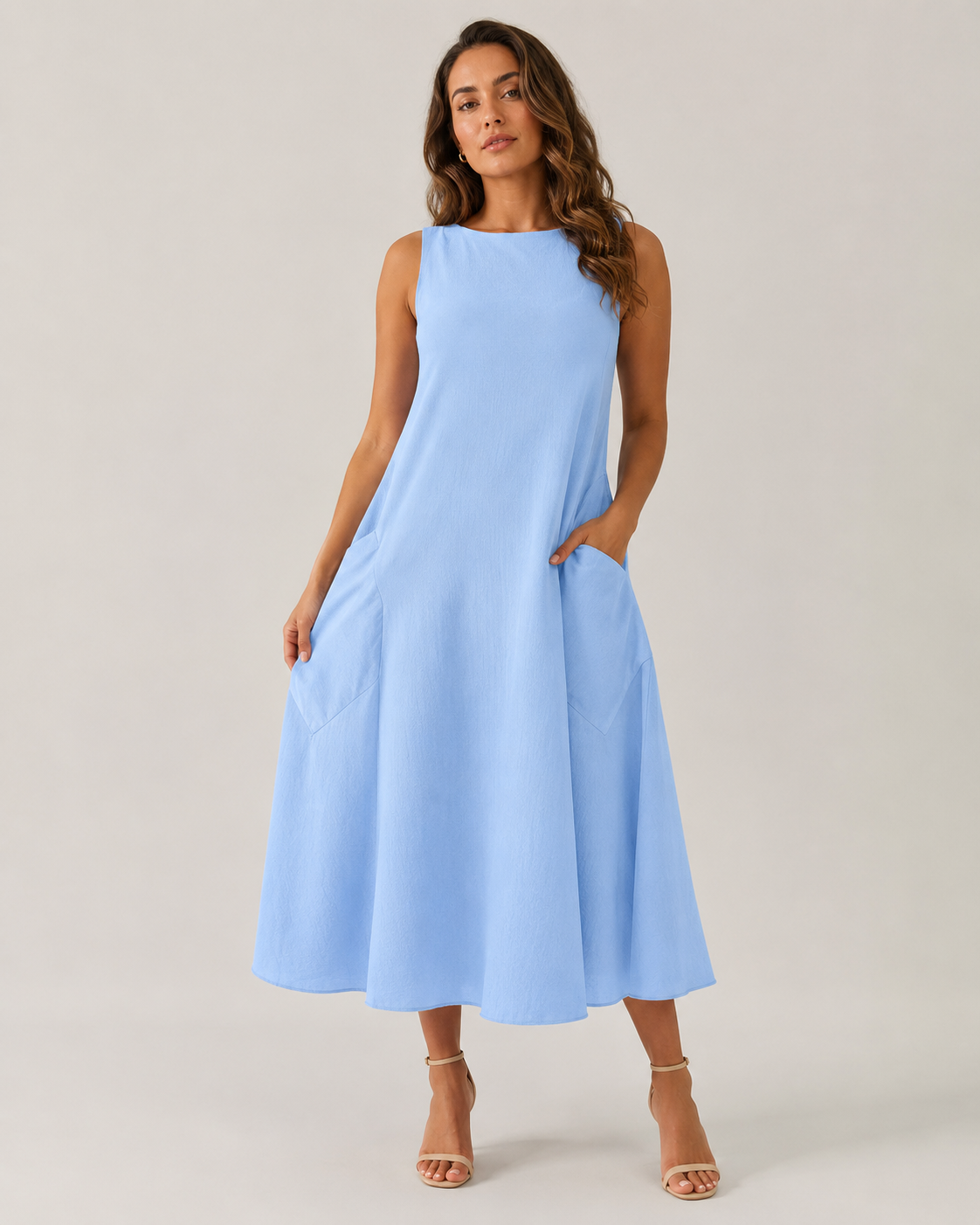 Paige | Monochrome Round Neck Midi Dress