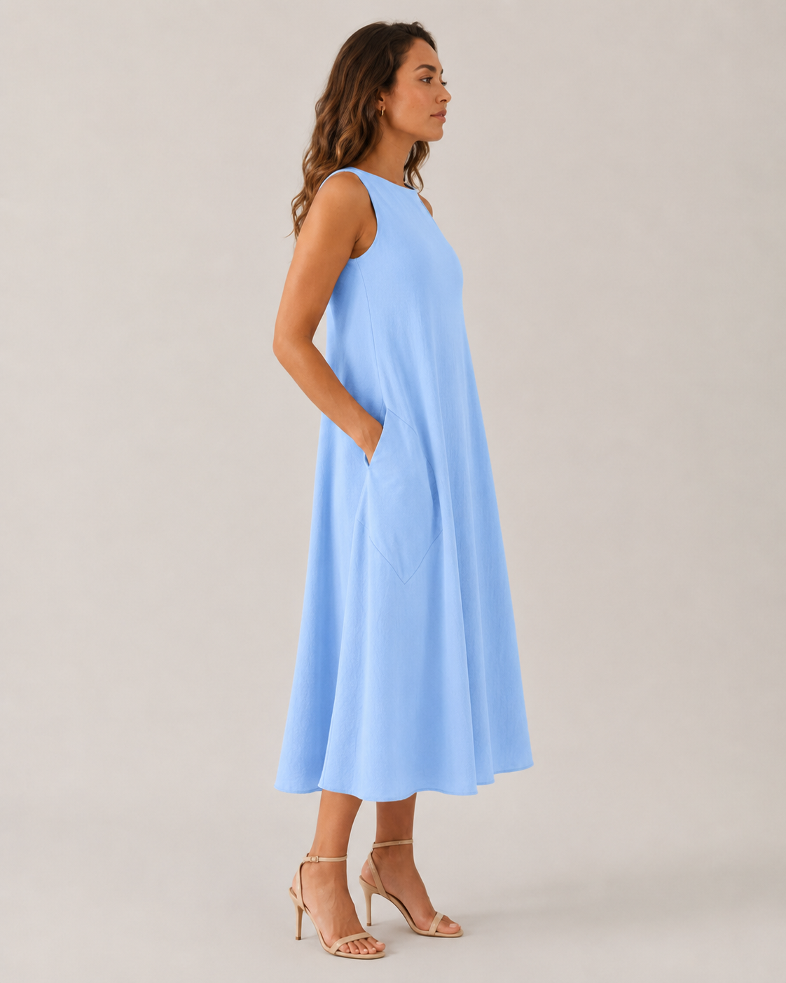 Paige | Monochrome Round Neck Midi Dress