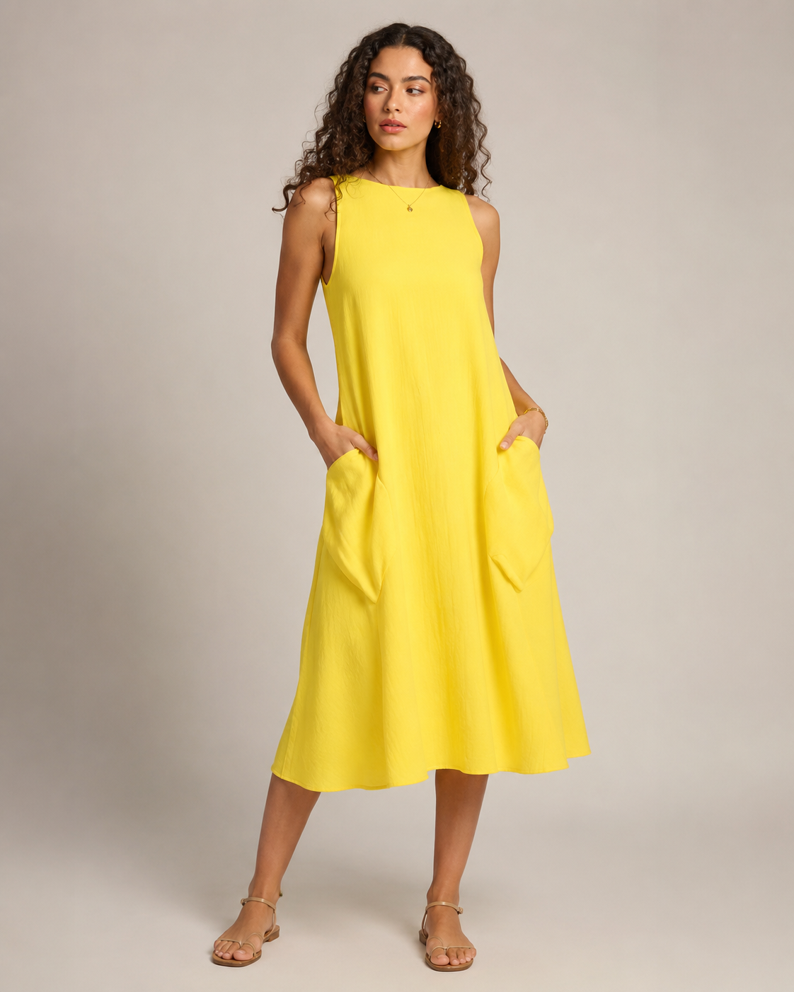 Paige | Monochrome Round Neck Midi Dress