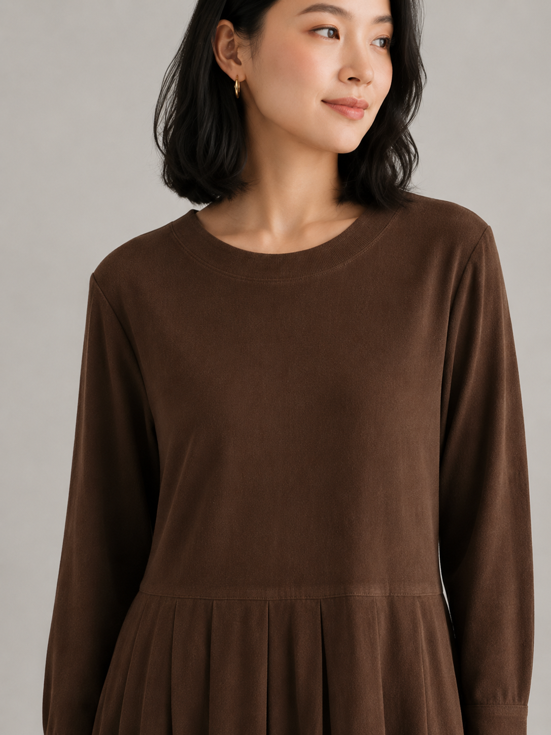 Liv | Long Sleeve Cotton-Blend Midi Dress