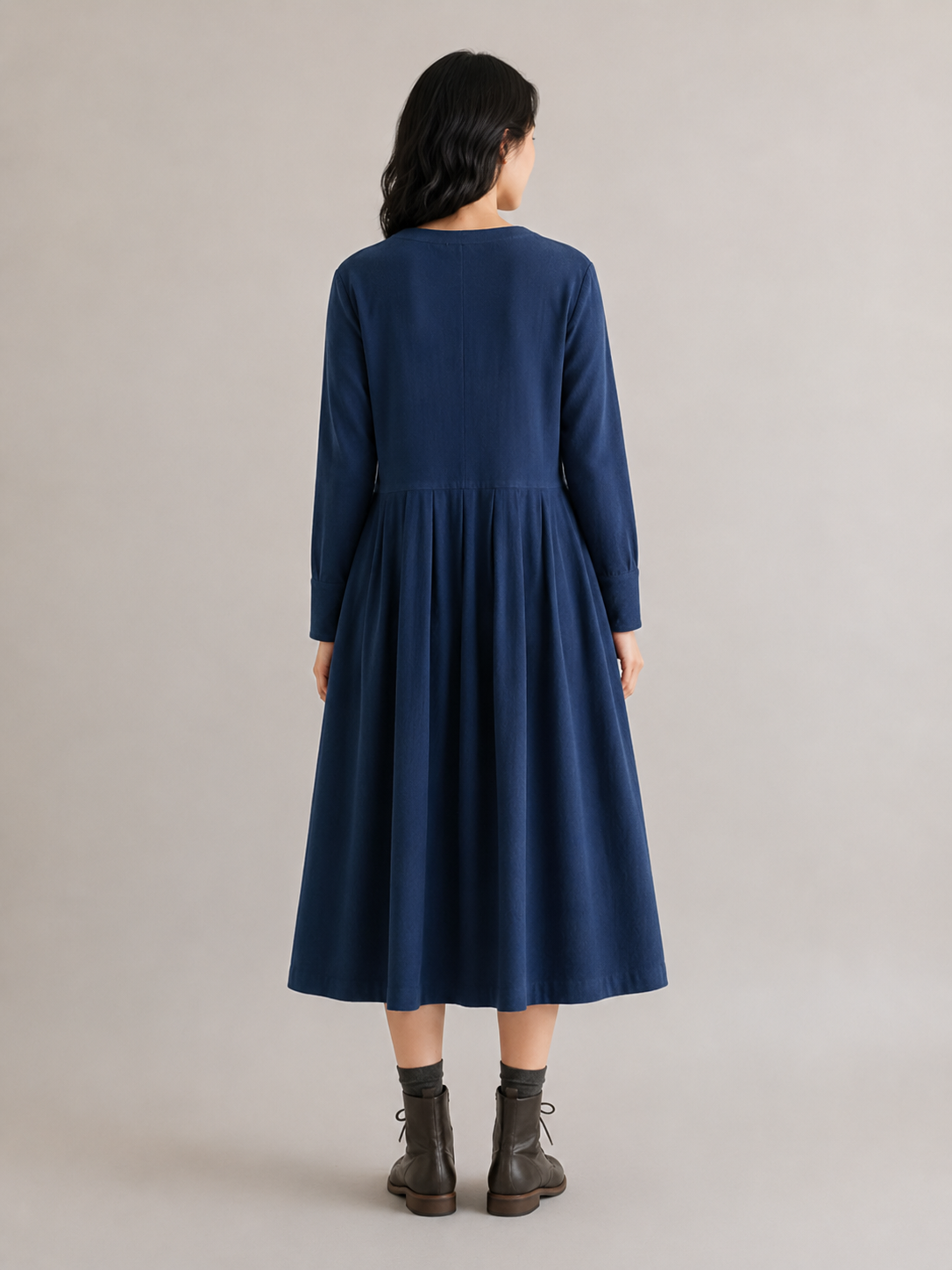 Liv | Long Sleeve Cotton-Blend Midi Dress