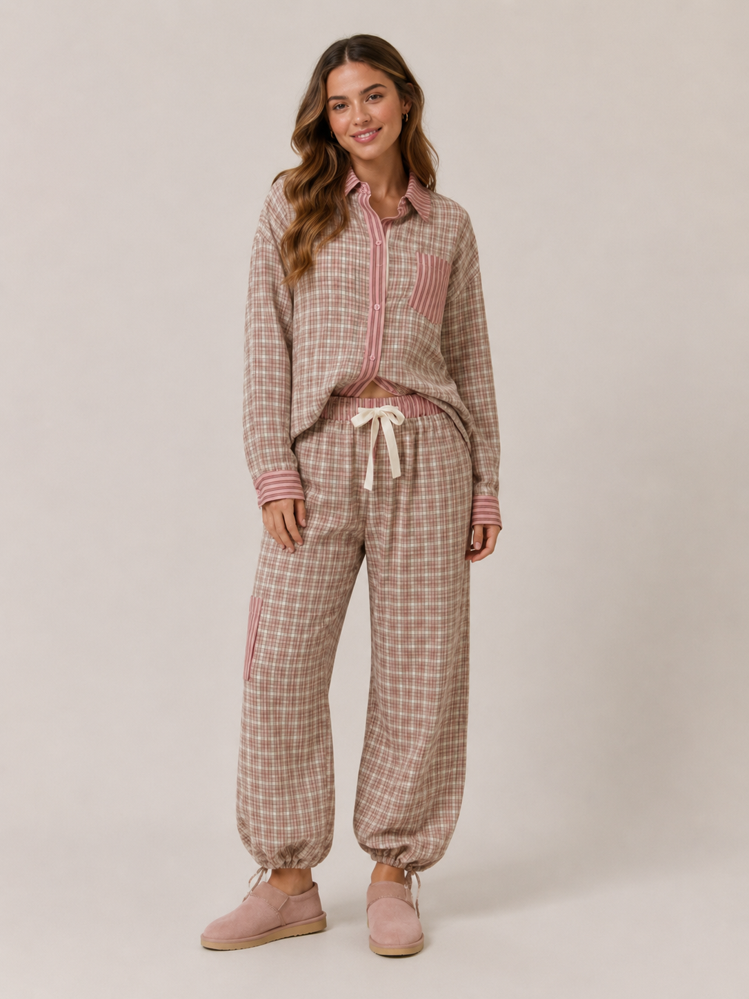 Marlowe | Long Sleeve Contrast-Trim Pyjama Set