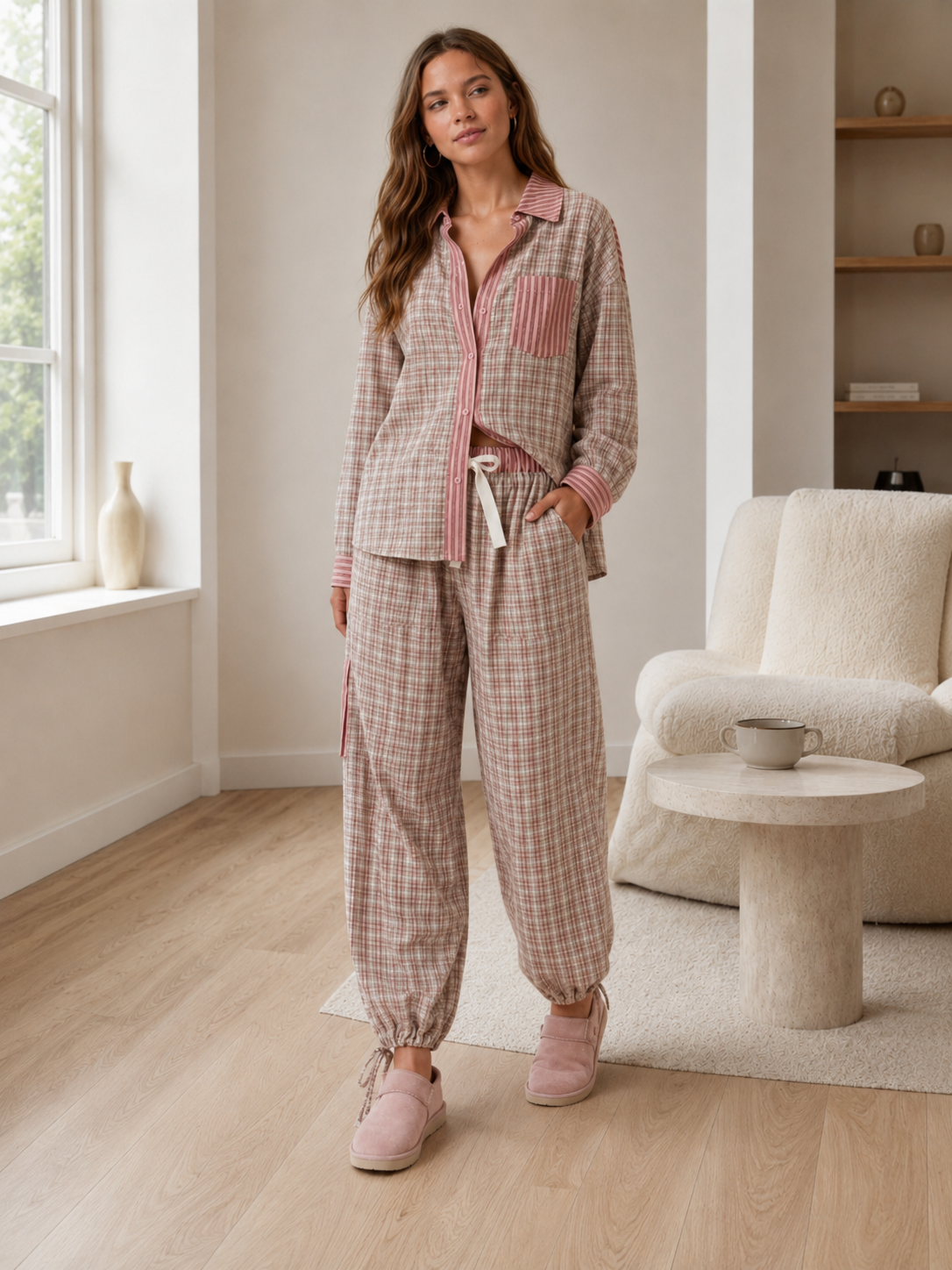 Marlowe | Long Sleeve Contrast-Trim Pyjama Set