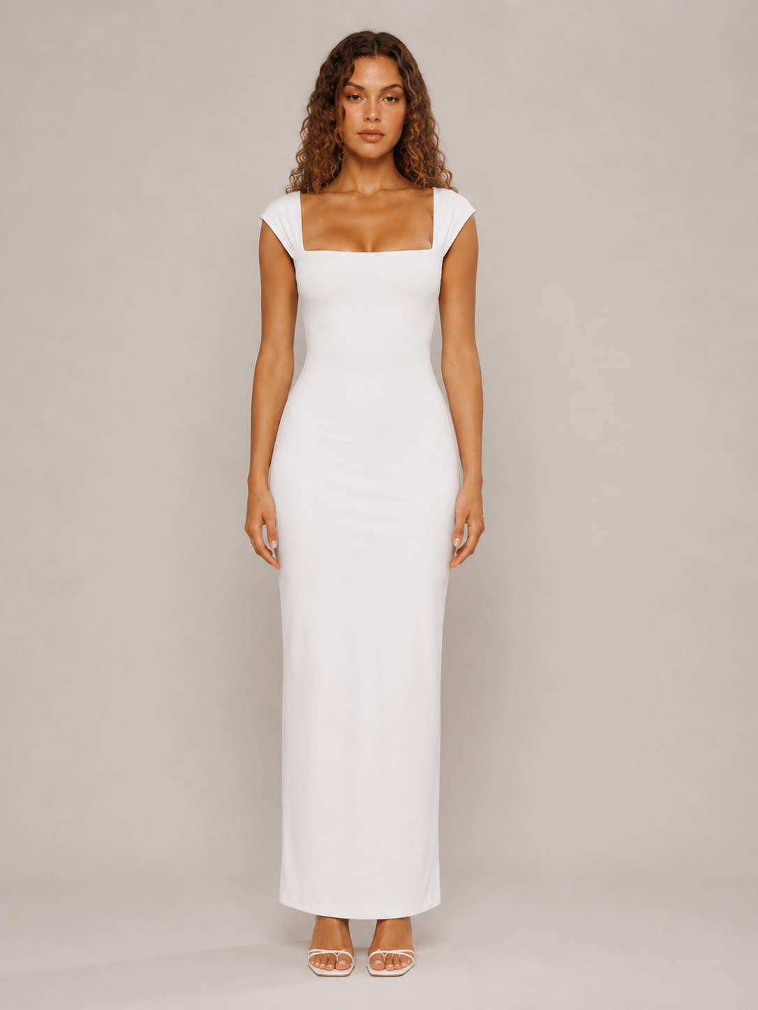 Nadia | Sleeveless Slim Fit Square Neck Maxi Dress