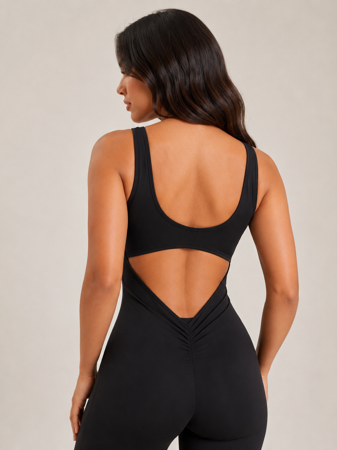 Greta | Open-Back Slim-Fit Straight-Leg Jumpsuit