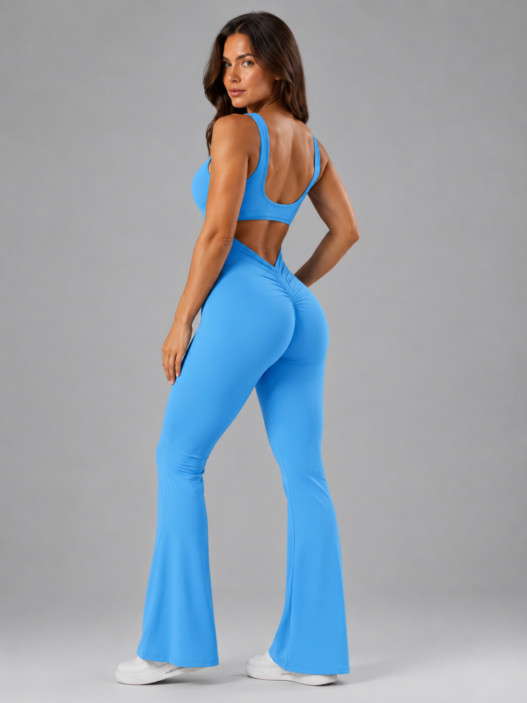 Freya | Open-Back Flared-Leg Sleeveless Jumpsuit