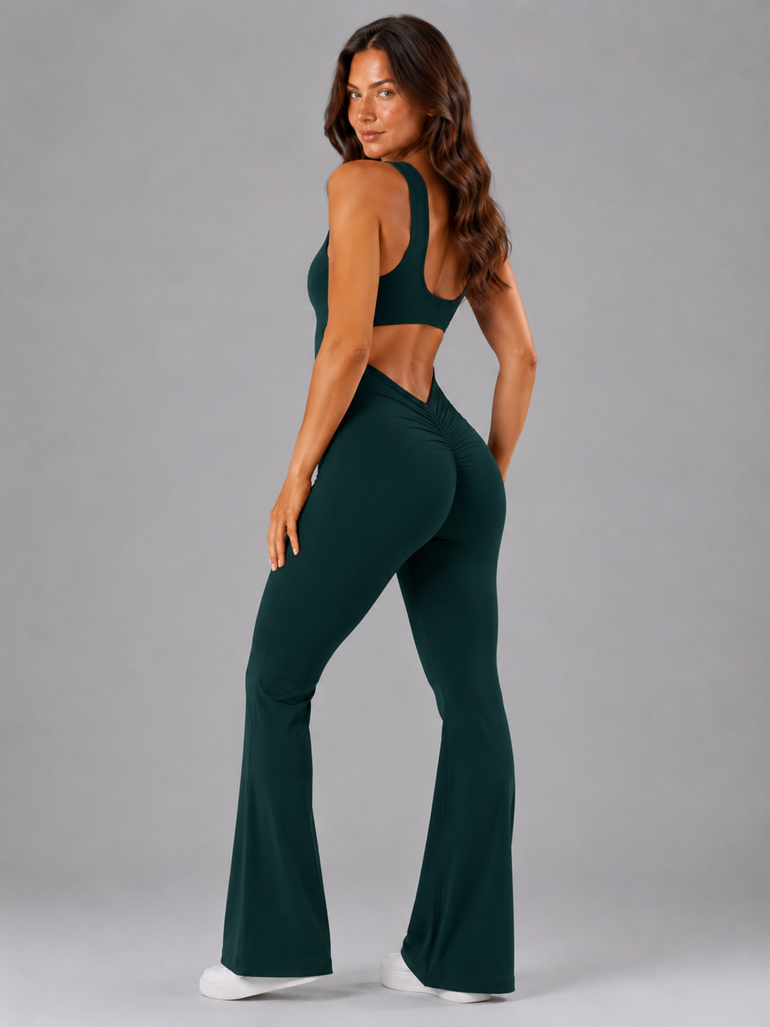 Freya | Open-Back Flared-Leg Sleeveless Jumpsuit