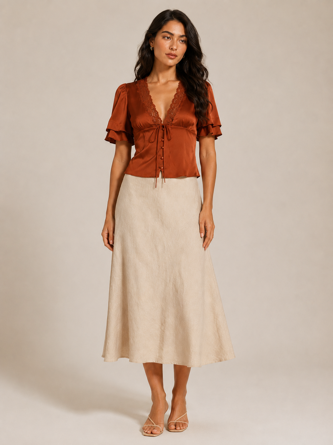 Isabela | Slim Fit Lace Detail Short Sleeve Top