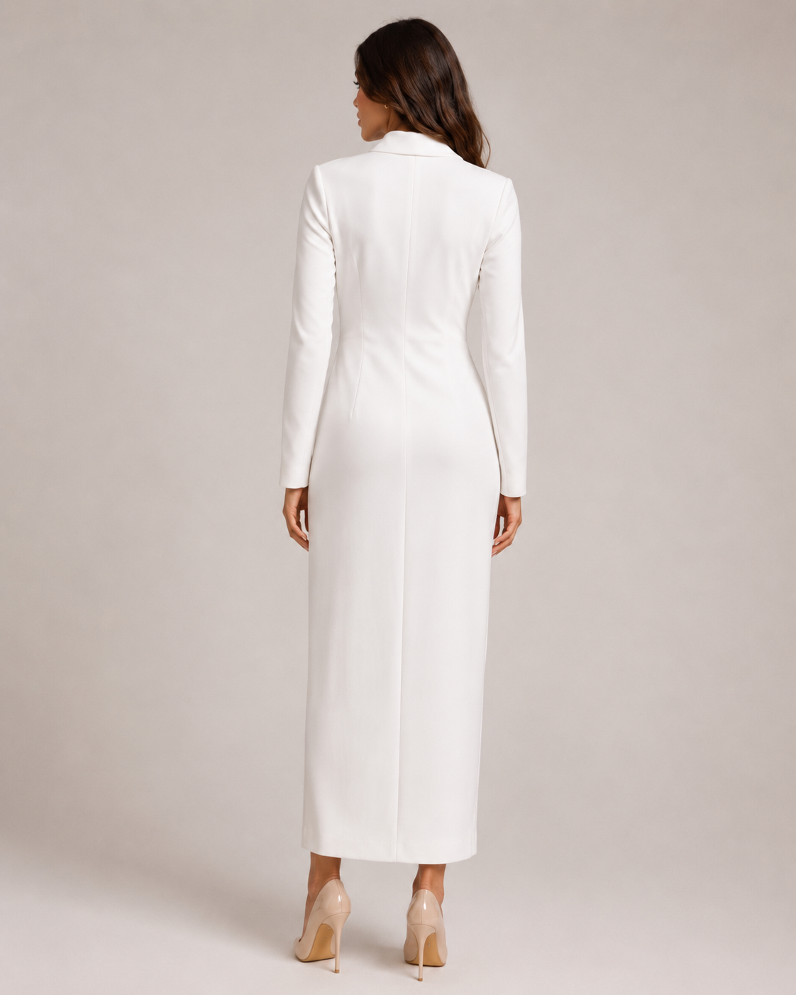 Leandra | Below-Knee Button-Front Blazer Dress